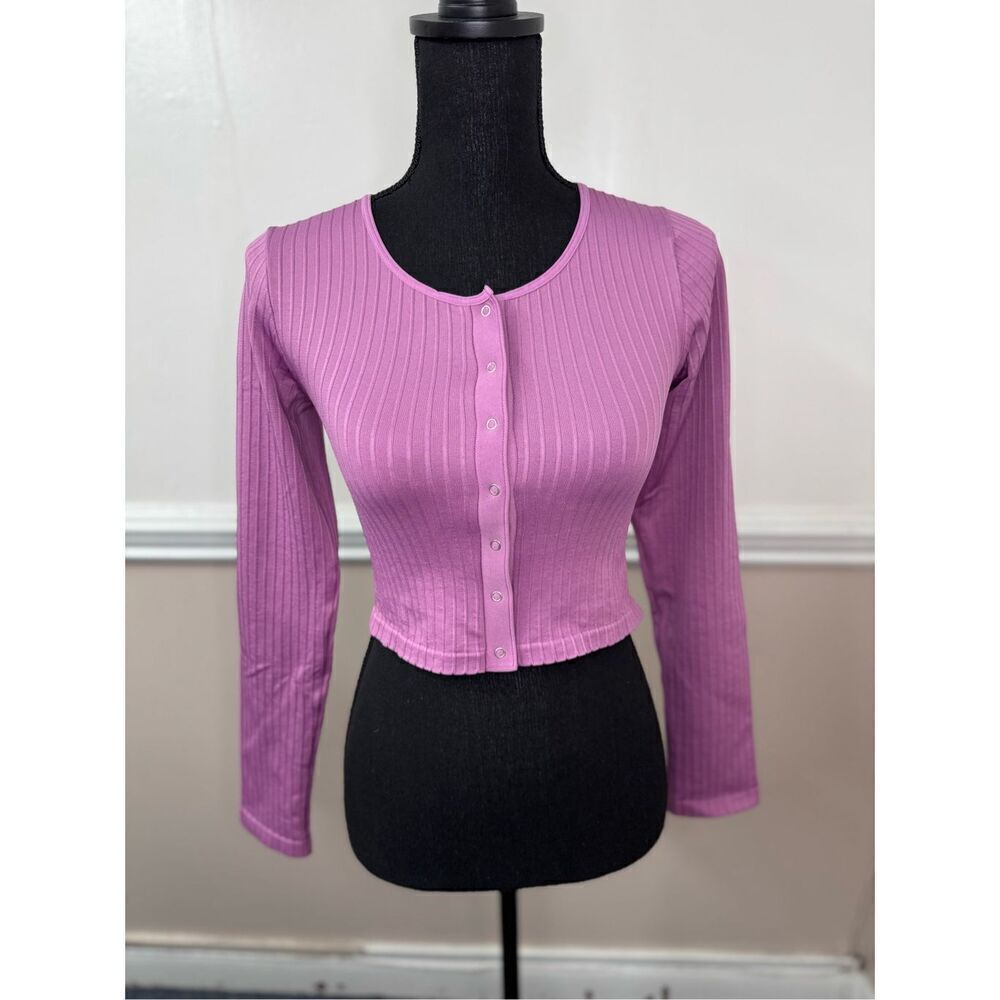 By Anthropologie Snap Up Long Sleeve Cropped Sweater Size S/M